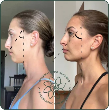 Before and after result — defined jawline and facial structure